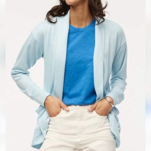 Nwt J. Crew Knit Wrap Cardigan Sweater Size Medium Baby Blue - Picture 3 of 7